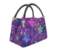 Mexpekil Borsa termica per il pranzo con stelle colorate incandescente per le donne borsa termica per adulti borsa termica da picnic di grande capacità borsa termica per il pranzo portatile borsa per