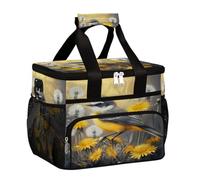 Mexpekil Borsa termica per il pranzo con uccelli e denti di leone e fiori, riutilizzabile, per donne, uomini, adulti, grande, riutilizzabile, per lavoro, picnic, attività all'aperto