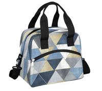 Mexpekil Borsa termica per il pranzo da uomo e donna, impermeabile, portatile, con tracolla regolabile, 13,8 l (motivo geometrico)