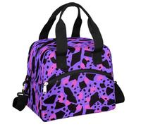 Mexpekil Borsa termica per il pranzo da uomo e donna, impermeabile, portatile, con tracolla regolabile, 13,8 l, motivo geometrico viola