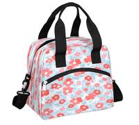 Mexpekil Borsa termica per il pranzo, per uomo e donna, impermeabile, portatile, con tracolla regolabile, 13,8 l, piccolo fiore rosa