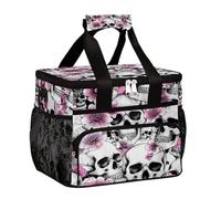 Mexpekil Borsa termica per il pranzo riutilizzabile a prova di perdite, con teschio del giorno dei morti, per picnic, picnic, fiori di ciliegio, per donne e uomini, lavoro, campeggio, spiaggia