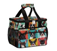 Mexpekil Borsa termica per il pranzo riutilizzabile a prova di perdite, divertente borsa per il pranzo a forma di testa di cane, picnic, cartoni animati, cani, razza, borsa termica per donne, uomini