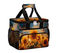 Mexpekil Borsa termica per il pranzo riutilizzabile con campo di girasole per donne, uomini e adulti, borsa termica per il pranzo, grande, riutilizzabile, borsa per il pranzo, per lavoro, picnic