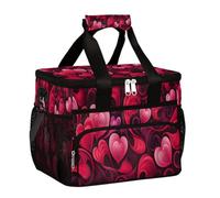 Mexpekil Borsa termica per il pranzo riutilizzabile con cuore rosso per San Valentino, per donne, uomini, adulti, borsa termica per il pranzo, grande, riutilizzabile, borsa per il pranzo, per lavoro