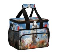 Mexpekil Borsa termica per il pranzo riutilizzabile con motivo floreale e cavallo, per donne, uomini, adulti, borsa termica per il pranzo, grande, riutilizzabile, per lavoro, picnic, attività