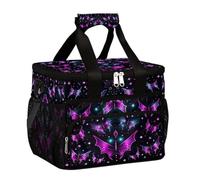 Mexpekil Borsa termica per il pranzo, riutilizzabile, con pipistrello, viola, per donne, uomini, adulti, grande, riutilizzabile, per lavoro, picnic, attività all'aperto