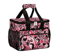 Mexpekil Borsa termica per il pranzo riutilizzabile con stampa leopardata rosa a forma di cuore per donne uomini adulti borsa termica per il pranzo grande riutilizzabile borsa per il pranzo per il