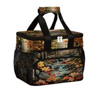 Mexpekil Borsa termica riutilizzabile per il pranzo con fiume foresta autunnale per donne uomini adulti borsa termica per il pranzo grande riutilizzabile borsa per il pranzo per il lavoro picnic