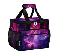 Mexpekil Borsa termica riutilizzabile per il pranzo con galassia rosa viola per donne uomini adulti borsa termica per il pranzo grande riutilizzabile borsa per il pranzo per lavoro, picnic attività