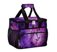 Mexpekil Borsa termica termica a prova di perdite, riutilizzabile, con galassia, spazio, universo, viola, picnic, per donne e uomini, lavoro, campeggio, spiaggia, ufficio, 24 lattine, 15 l
