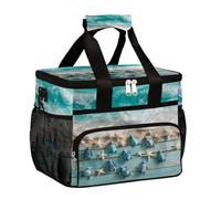Mexpekil Borsa termica termica a tenuta stagna, riutilizzabile, con tartaruga, oceano, spiaggia, tartaruga, picnic, per donne, uomini, lavoro, campeggio, spiaggia, ufficio, 24 lattine, 15 l