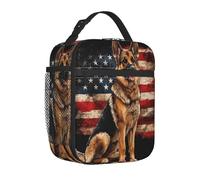 Mexpekil Borsa termica termica per il pranzo con bandiera del pastore tedesco, per donne e uomini, borsa termica portatile da picnic con tasca laterale in rete per adulti per il lavoro
