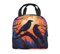 Mexpekil Borsa termica termica per il pranzo, con corvo, luna e albero, per Halloween
