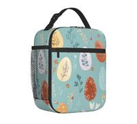 Mexpekil Borsa termica termica per il pranzo con uova di piante pasquali per donne e uomini, borsa termica portatile da picnic con tasca laterale in rete per adulti Lunchbox per il lavoro