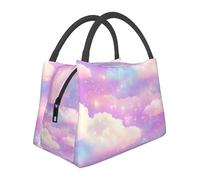 Mexpekil Borsa termica termica per il pranzo da donna con stelle e nuvole rosa galassia borsa termica per adulti borsa termica da picnic di grande capacità borsa portatile per il lavoro