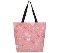 Mexpekil Borsa tote in tela a forma di cuori rosa per donne ragazze borse per la spesa riutilizzabili borse per la spesa grandi borse da donna borsa a tracolla multiuso