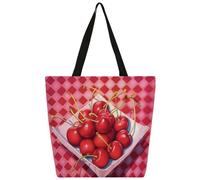 Mexpekil Borsa tote in tela a scacchi rosa ciliegia per donne ragazze borse per la spesa riutilizzabili borse grandi da donna borsa a tracolla multiuso