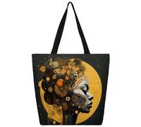 Mexpekil Borsa tote in tela africana nera per donne ragazze borse riutilizzabili per la spesa borse per la spesa grandi borse da donna borsa a tracolla multiuso