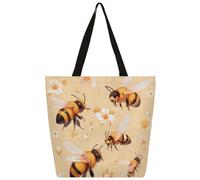Mexpekil Borsa tote in tela con api gialle margherite per donne ragazze borse per la spesa riutilizzabili grandi borse da donna borsa a tracolla multiuso