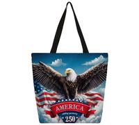 Mexpekil Borsa tote in tela con aquila patriottica, per donne e ragazze, borsa per la spesa riutilizzabile, borsa grande da donna, borsa a tracolla multiuso