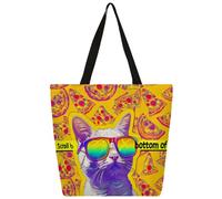 Mexpekil Borsa tote in tela con cibo per gatti per donne ragazze borse per la spesa riutilizzabili borse per la spesa grandi borse da donna borsa a tracolla multiuso