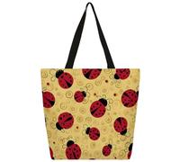 Mexpekil Borsa tote in tela con coccinelle rosse per donne e ragazze, riutilizzabile, borsa per la spesa grande, borsa a tracolla multiuso da donna