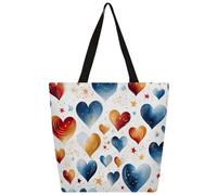 Mexpekil Borsa tote in tela con cuori blu rossi per donne ragazze borse per la spesa riutilizzabili grandi borse da donna borsa a tracolla multiuso