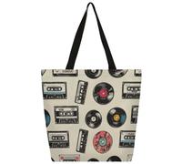 Mexpekil Borsa tote in tela con dischi in vinile per donne ragazze borse per la spesa riutilizzabili grandi borse da donna borsa a tracolla multiuso