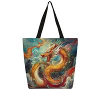 Mexpekil Borsa tote in tela con drago, nuvola dorata, per donne e ragazze, borsa per la spesa riutilizzabile, borsa a tracolla multiuso da donna