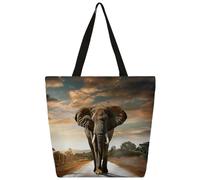 Mexpekil Borsa tote in tela con elefante che cammina, per donne e ragazze, borsa per la spesa riutilizzabile, borsa grande da donna borsa a tracolla multiuso