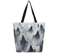 Mexpekil Borsa tote in tela con fantasma orribile per donne e ragazze, borse per la spesa riutilizzabili, grandi borse da donna, borsa a tracolla multiuso
