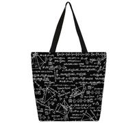 Mexpekil Borsa tote in tela con graffiti con formula matematica, per donne e ragazze, riutilizzabile, per la spesa, grande, borsa a tracolla multiuso