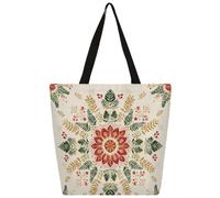 Mexpekil Borsa tote in tela con mandala indiano floreale, per donne e ragazze, riutilizzabile, borsa per la spesa, grande, borsa a tracolla multiuso