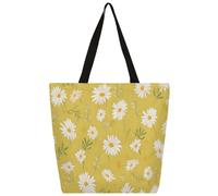 Mexpekil Borsa tote in tela con margherite gialle per donne e ragazze, borse per la spesa riutilizzabili, grandi borse da donna, borsa a tracolla multiuso