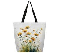 Mexpekil Borsa tote in tela con margherite gialle per donne e ragazze borse per la spesa riutilizzabili grandi borse da donna borsa a tracolla multiuso