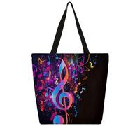 Mexpekil Borsa tote in tela con note musicali al neon per donne e ragazze borse per la spesa riutilizzabili grandi borse da donna borsa a tracolla multiuso
