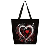 Mexpekil Borsa tote in tela con note musicali e cuore Vanlentines per donne e ragazze borse per la spesa riutilizzabili borse per la spesa grandi borse da donna borsa a tracolla multiuso
