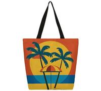 Mexpekil Borsa tote in tela con ombrello da spiaggia con palme per donne e ragazze borse per la spesa riutilizzabili grandi borse da donna borsa a tracolla multiuso