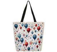 Mexpekil Borsa tote in tela con palloncini rossi e blu per donne ragazze borse per la spesa riutilizzabili grandi borse da donna borsa a tracolla multiuso