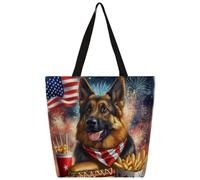 Mexpekil Borsa tote in tela con pastore tedesco, per donne e ragazze, riutilizzabile, borsa per la spesa grande, borsa a tracolla multiuso da donna