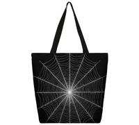 Mexpekil Borsa tote in tela con ragnatela bianca, per donne e ragazze, riutilizzabile, per la spesa, grande, borsa a tracolla multiuso