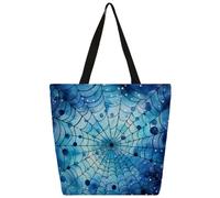 Mexpekil Borsa tote in tela con ragnatela blu, per donne e ragazze, riutilizzabile, borsa per la spesa grande, borsa a tracolla multiuso da donna