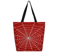 Mexpekil Borsa tote in tela con ragnatela rossa, per donne e ragazze, riutilizzabile, borsa per la spesa grande, borsa a tracolla multiuso da donna