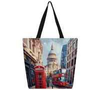 Mexpekil Borsa tote in tela con scena di strada, per donne e ragazze, borsa per la spesa riutilizzabile, borsa grande da donna, borsa a tracolla multiuso