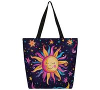 Mexpekil Borsa tote in tela con sole luna carina per donne ragazze borse per la spesa riutilizzabili grandi borse da donna borsa a tracolla multiuso