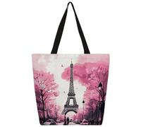 Mexpekil Borsa tote in tela con Torre Eiffel a Parigi, per donne e ragazze, riutilizzabile, borsa per la spesa grande, borsa a tracolla multiuso