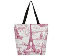 Mexpekil Borsa tote in tela con Torre Eiffel di Parigi, per donne e ragazze, borsa per la spesa riutilizzabile, borsa grande da donna, borsa a tracolla multiuso