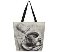 Mexpekil Borsa tote in tela per giornali da caffè per donne ragazze borse per la spesa riutilizzabili grandi borse da donna borsa a tracolla multiuso