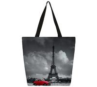 Mexpekil Borsa tote in tela rossa con Torre Eiffel, per donne e ragazze, borsa per la spesa riutilizzabile, borsa grande da donna, borsa a tracolla multiuso